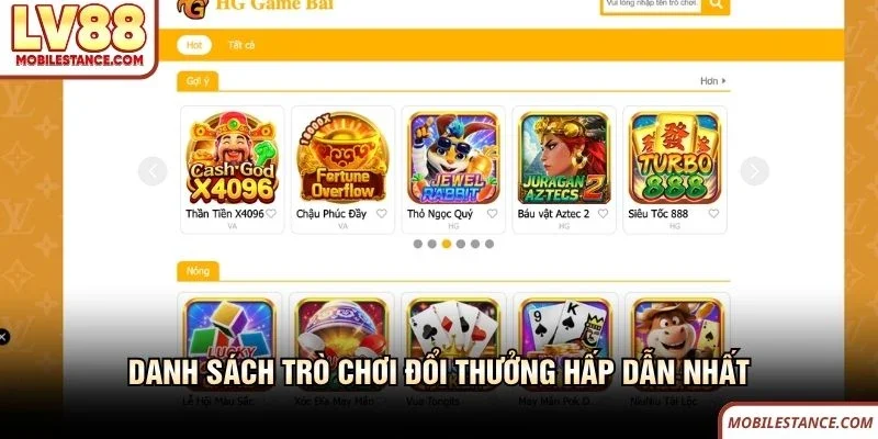 Danh sách trò chơi đổi thưởng hấp dẫn nhất