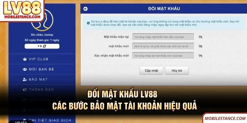 Đổi Mật Khẩu LV88 - Các Bước Bảo Mật Tài Khoản Hiệu Quả